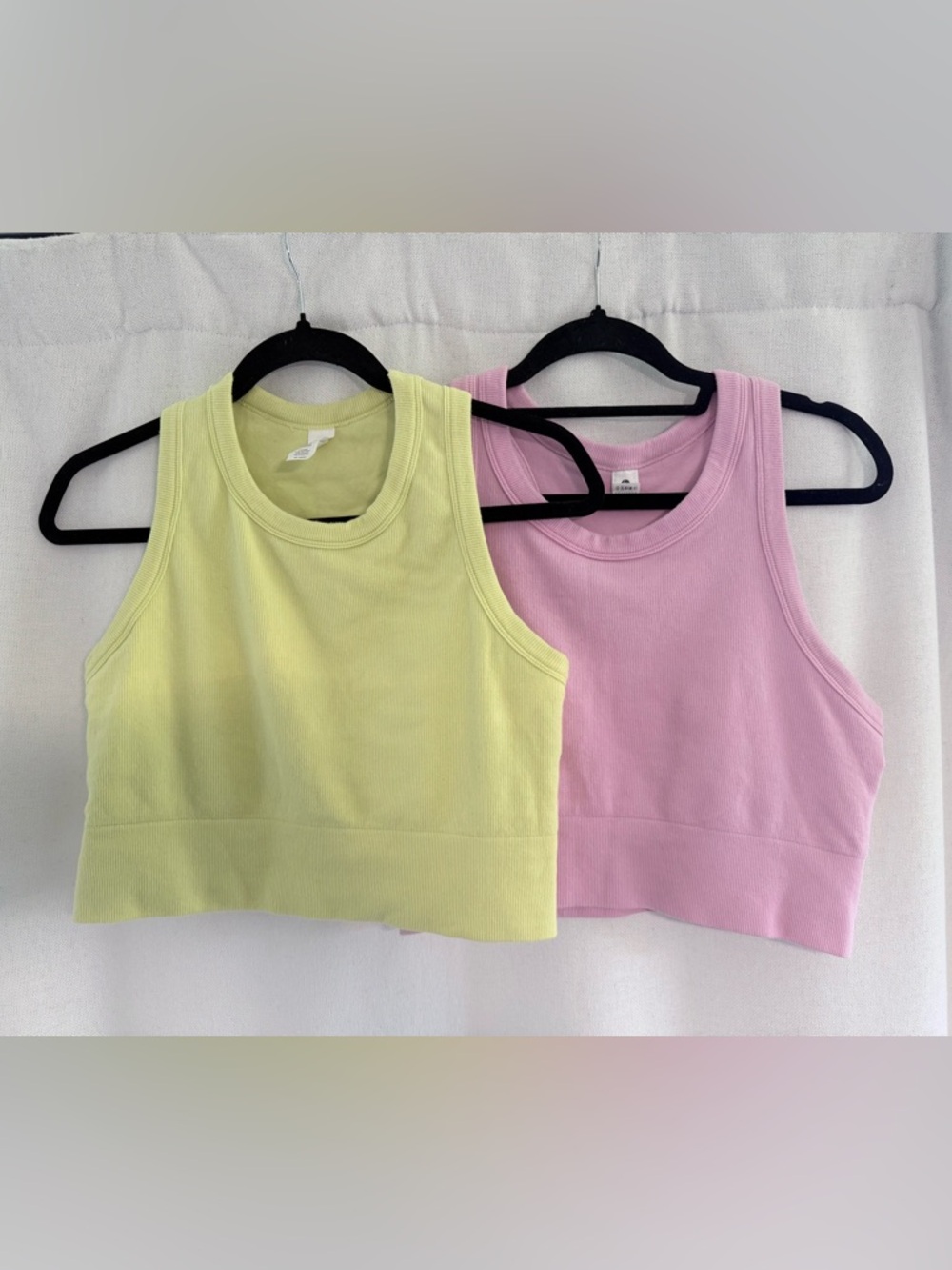 90 Degree by Reflex Set of 2 Racerback Cotton Blend Sports Bra XL Pink & Yellow